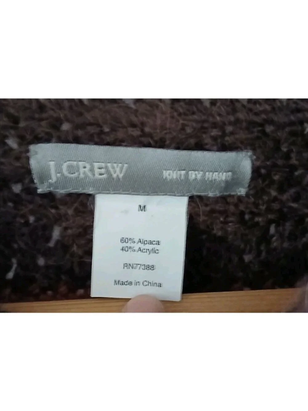 Vtg. J. Crew Handknit Alpaca Pullover Sweater